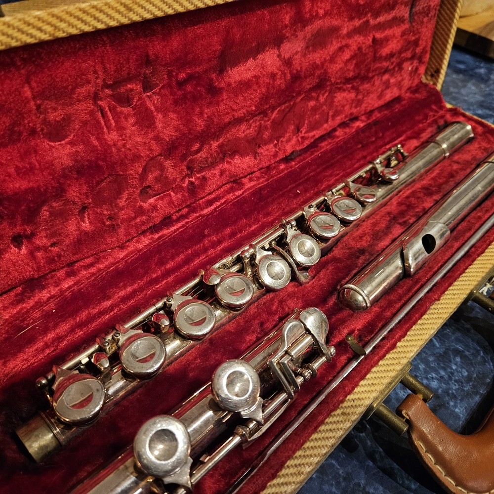 Silver Flute with Red Velvet Interior Case